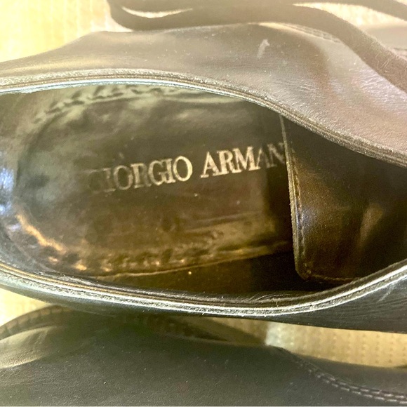 Black genuine calfskin leather Giorgio Armani  size 10.5 -  42  1/2 Italian .